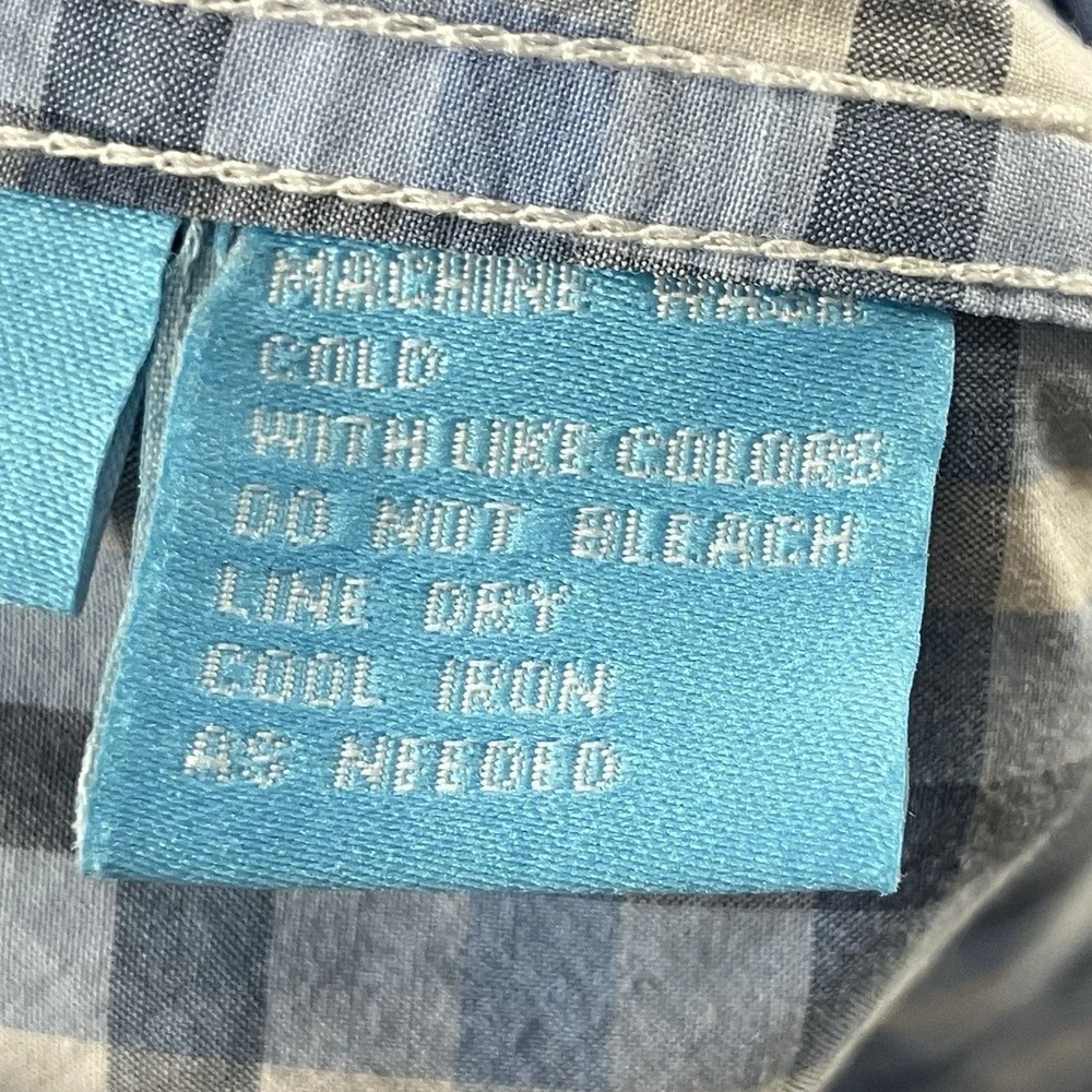 J McLaughlin Trim Fit Check Plaid Button Down Shirt Mens Size XL Blue Cotton - Picture 6 of 8